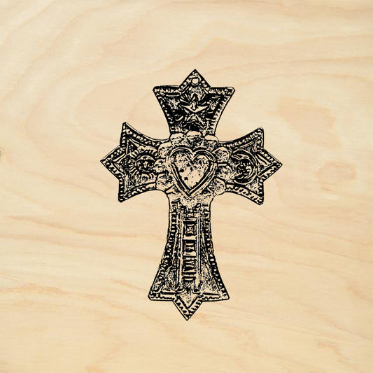 StampaFe Cross with Center Heart Southwest Rubber Art Stamp
