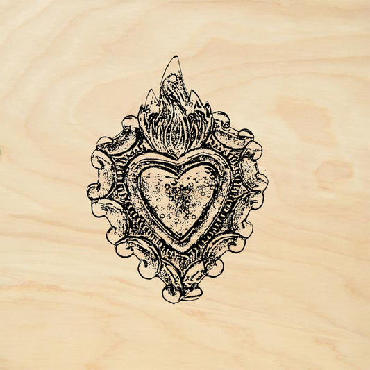 StampaFe Flame Heart Folk Art Rubber Art Stamp