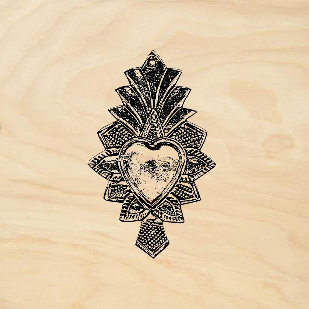 StampaFe Heart with Petals Art Deco Rubber Art Stamp