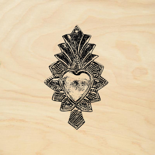 StampaFe Heart with Petals Art Deco Rubber Art Stamp