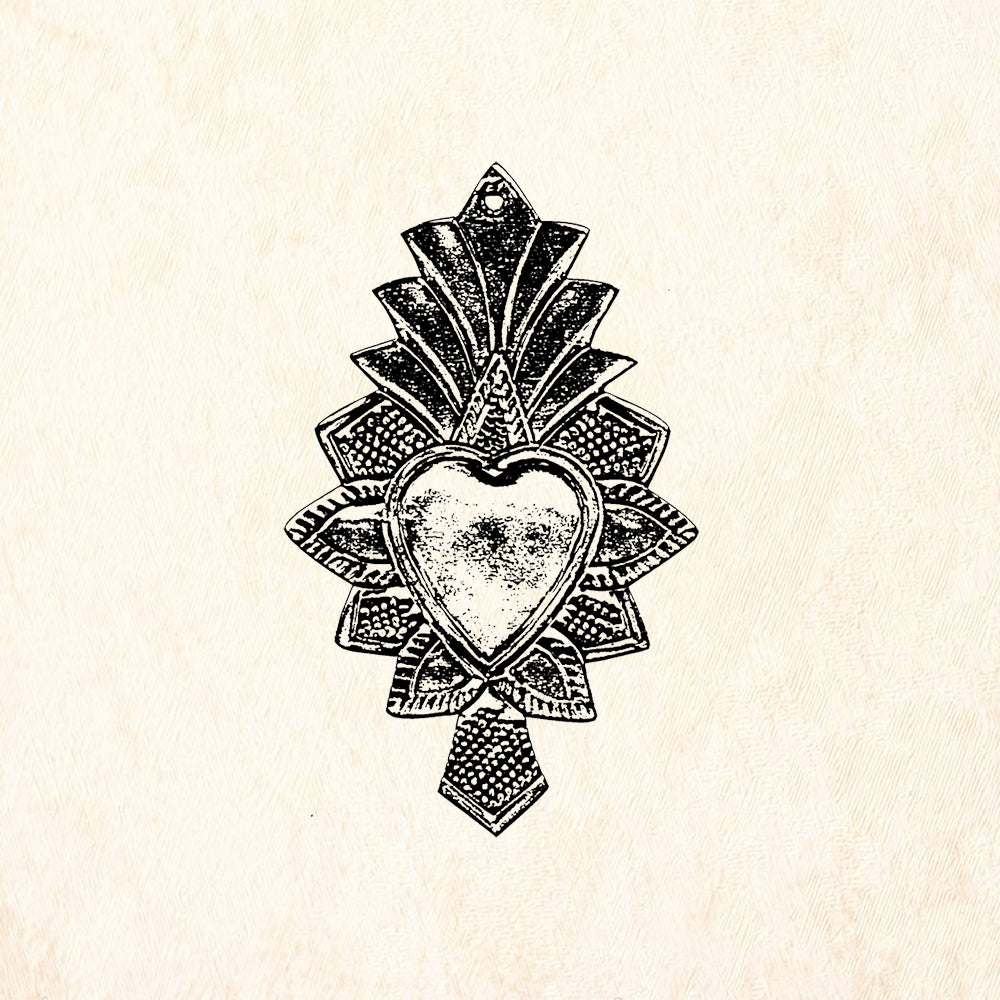 StampaFe Heart with Petals Art Deco Rubber Art Stamp