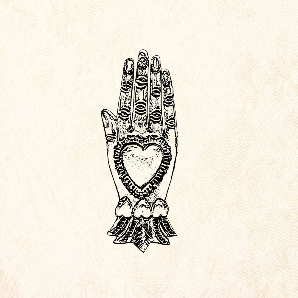 StampaFe Hand & Heart Cuff Folk Art Rubber Art Stamp