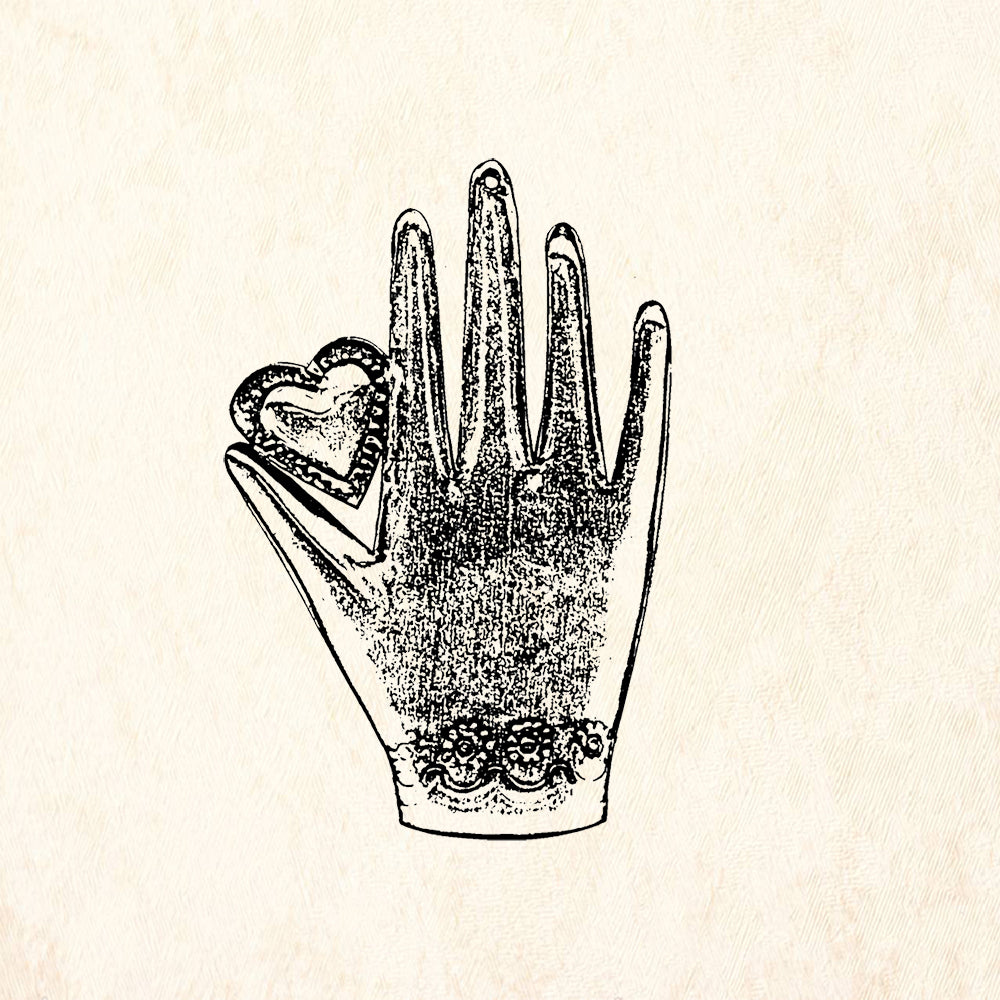 StampaFe Hand with heart Vintage Rubber Art Stamp
