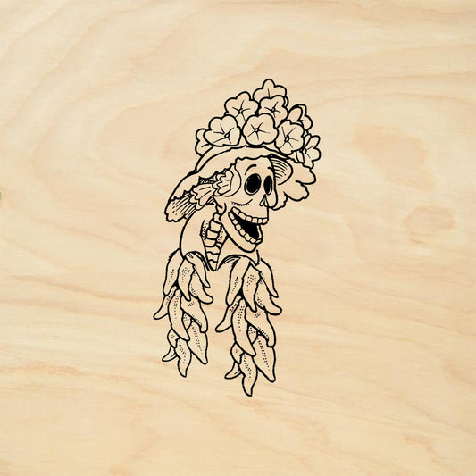StampaFe Catrina and Ristra Day of the Dead Rubber Art Stamp