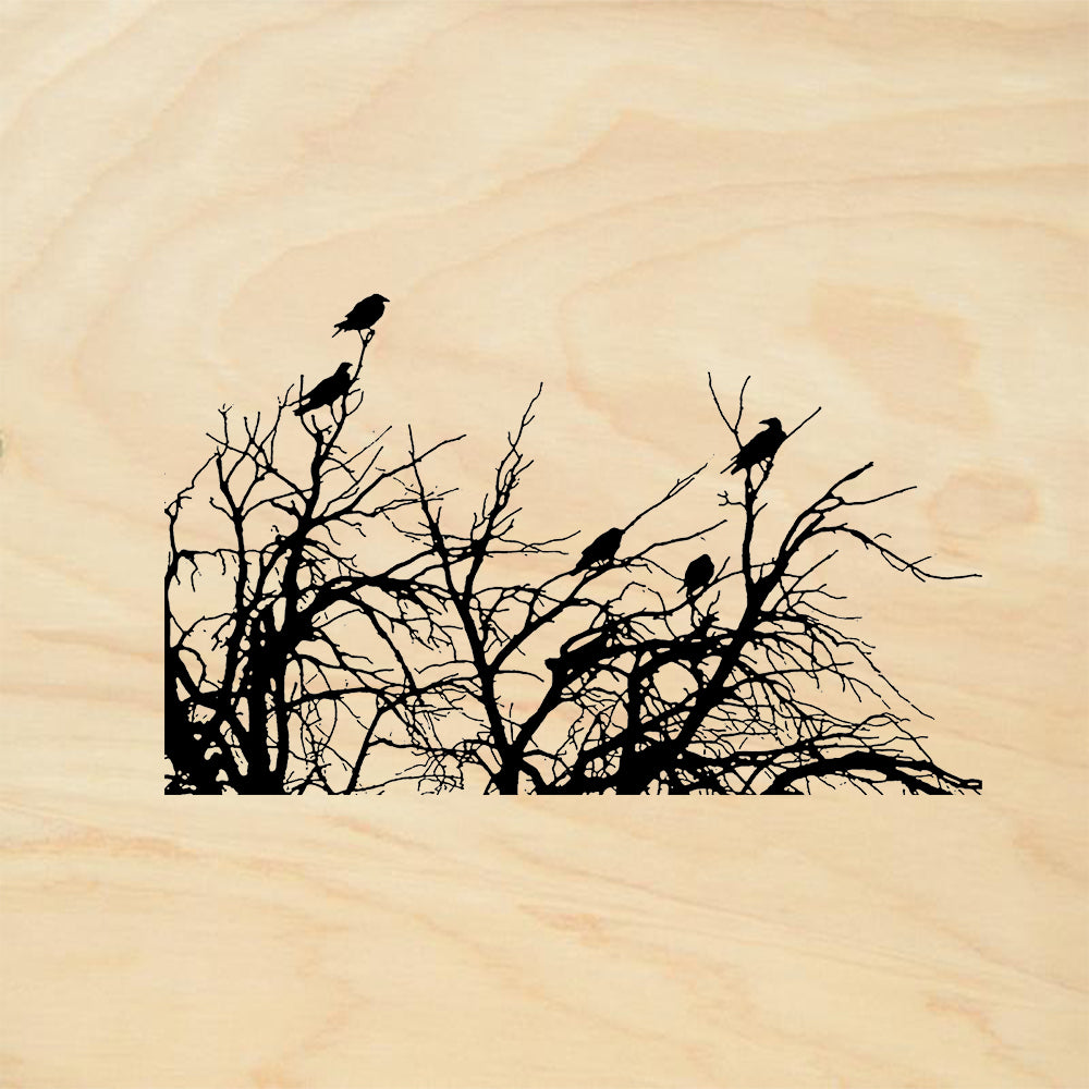 StampaFe Ravens In Tree Rubber Art Stamp