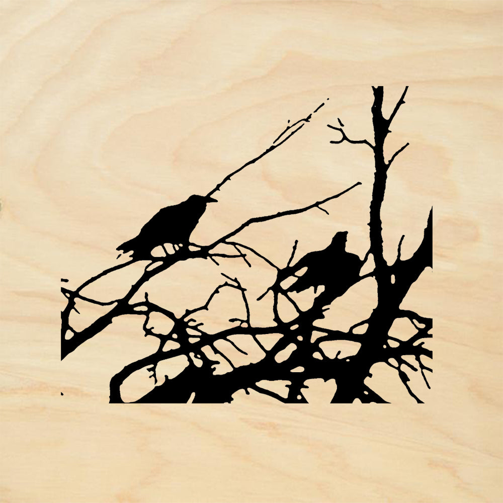 StampaFe Two Ravens In Tree Rubber Art Stamp