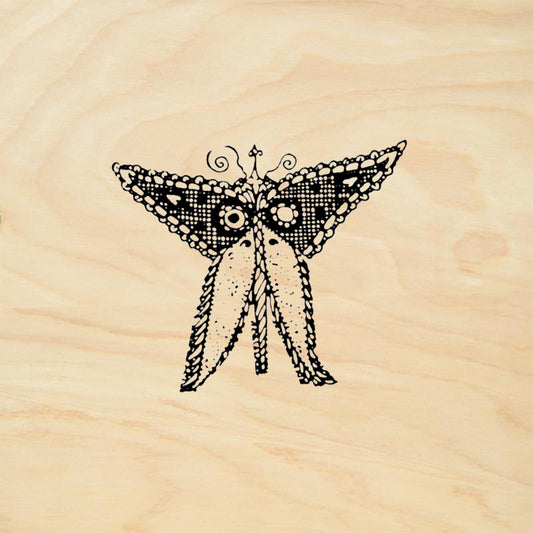 StampaFe Butterfly Plaid Whimsical Rubber Art Stamp