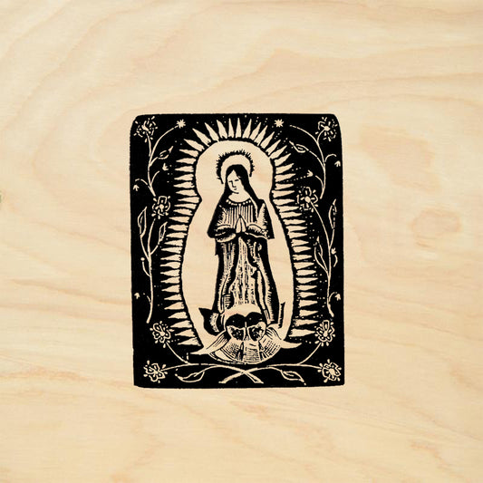 StampaFe Guadalupe Rectangle Folk Art Rubber Art Stamp