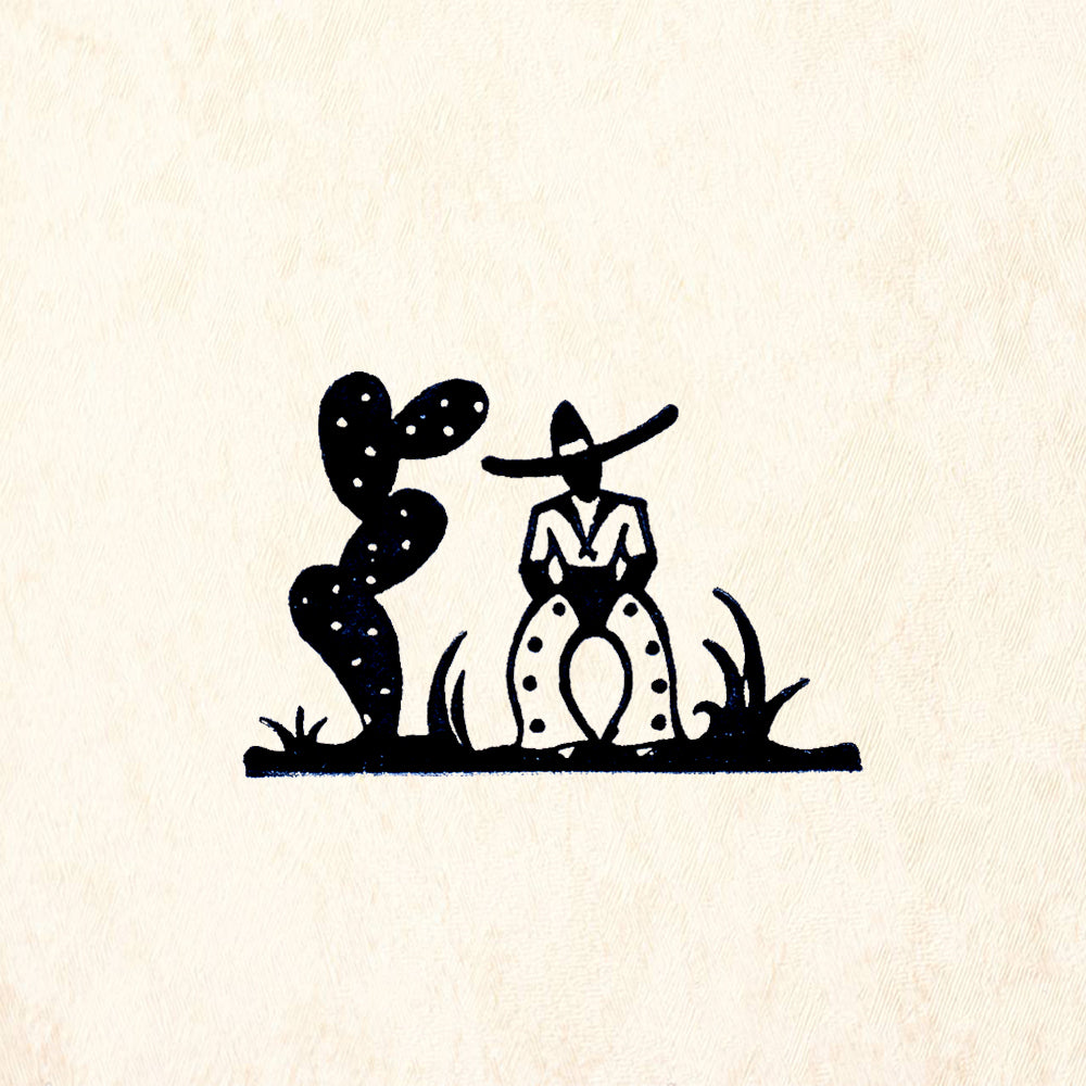 StampaFe Gaucho and Cactus Folk Art Southwest Rubber Art Stamp