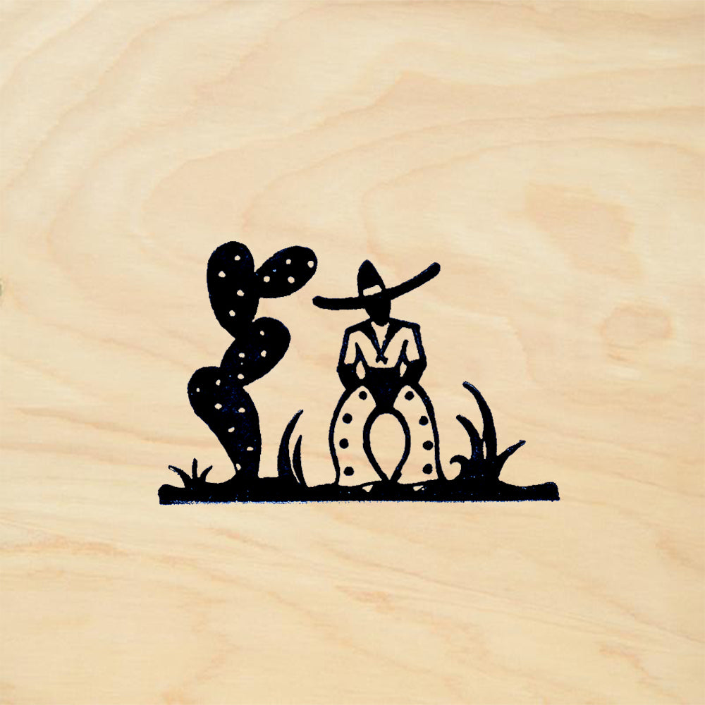StampaFe Gaucho and Cactus Folk Art Southwest Rubber Art Stamp
