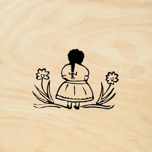 StampaFe Girl Folk Art Whimsical Rubber Art Stamp
