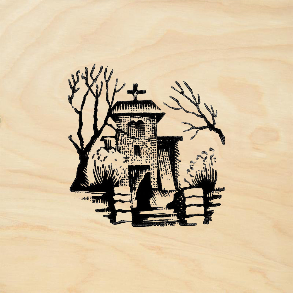 StampaFe Church in Winter Southwest Holiday Rubber Art Stamp