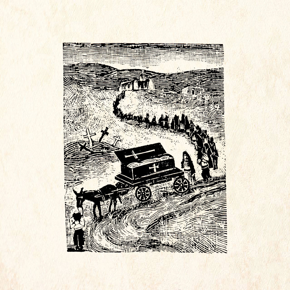 StampaFe Funeral Procession Folk Art Rubber Art Stamp